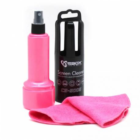 Sbox CS-5005P tisztító folyadék+kendő,pink