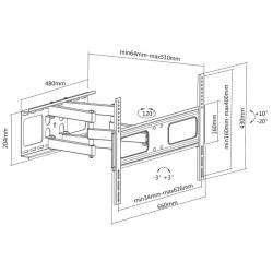 Sbox PLB-3646 37"-70" fali konzol,dönthető,forgatható 2