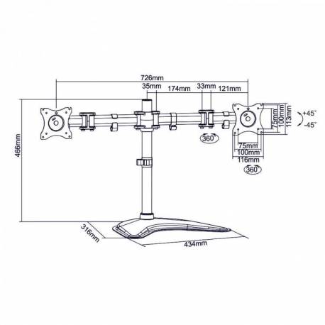 Sbox LCD-F024 13"-27" Asztali monitor tartó konzol,dönthető,forgatható