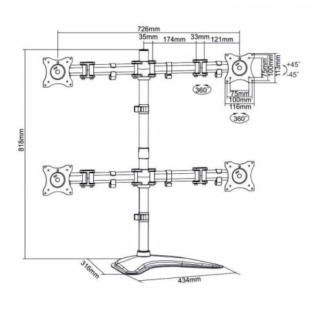 Sbox LCD-F048 13"-27" Asztali monitor tartó konzol,dönthető,forgatható