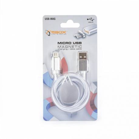 Sbox MAGNETIC-MUSB mágneses microUSB kábel M/M-1M,ezüst