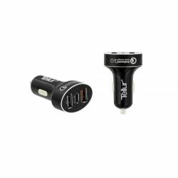 TELLUR TLL151051 autós töltő, QC 3.0 3xUSB, fekete