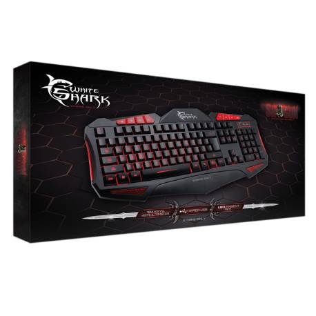 White Shark GK-1621BL SHOGUN fekete/kék gamer billentyűzet (angol)