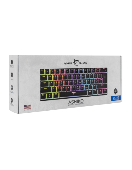 White Shark GK-2202B/BL-US ASHIKO mechanikus (kék switch) gamer billentyűzet