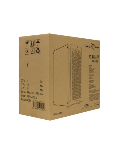 White Shark Bullet-White, GCC-2303 ATX gamer PC ház, fehér